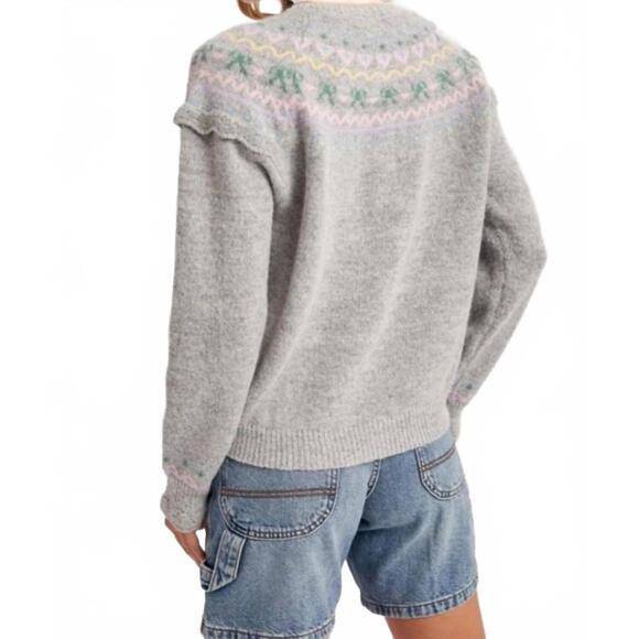 NEW BLUIVY fair isle knit sweater in grey marl - Picture 3 of 4